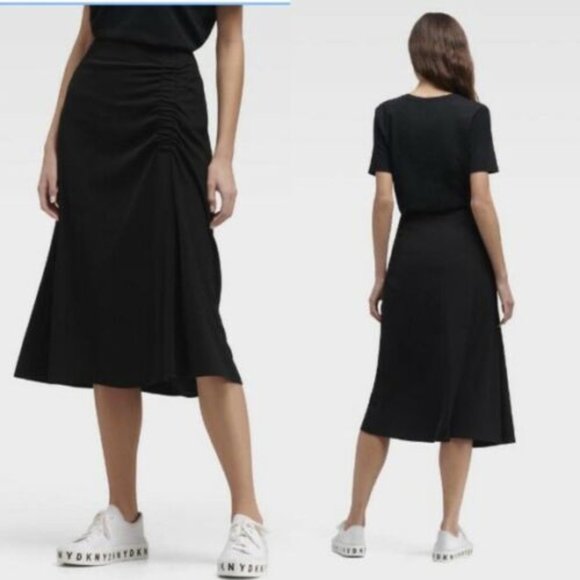 DKNY Foundations Black Ruched Skirt $79 - Picture 2 of 4